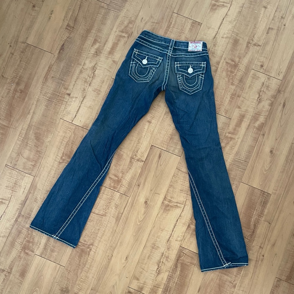 Vintage Y2-K Low Rise True Religion Flare Joey Big T Destroyed Jeans